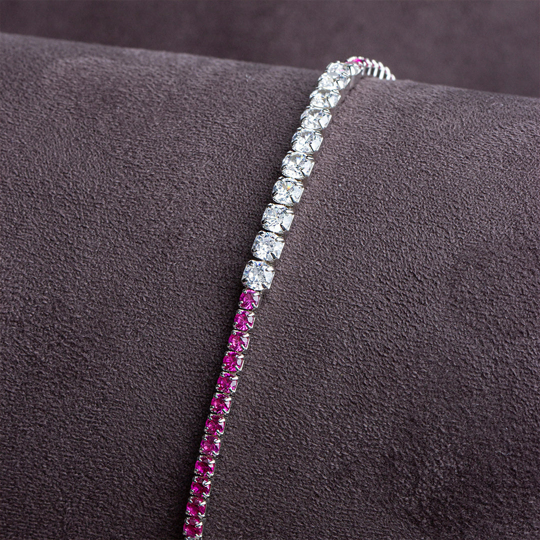 Pink & White Diamond Bracelet | Støtt brystkreft