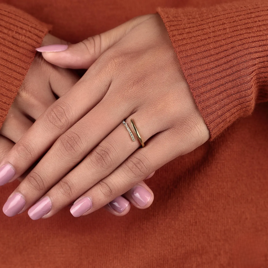 Diamond Open Wrap Ring | Støtt brystkreft