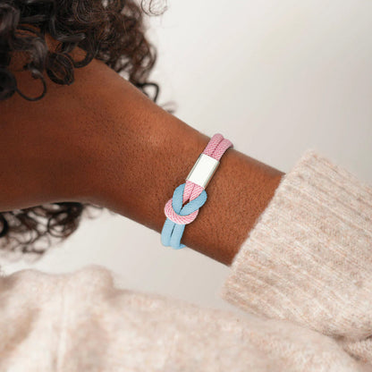 Blue & Pink Knot Bracelet | Støtt brystkreft