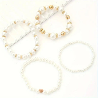 White Pearl Bracelet Set | Støtt brystkreft