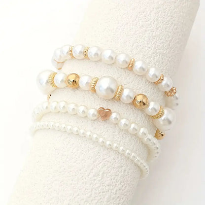 White Pearl Bracelet Set | Støtt brystkreft
