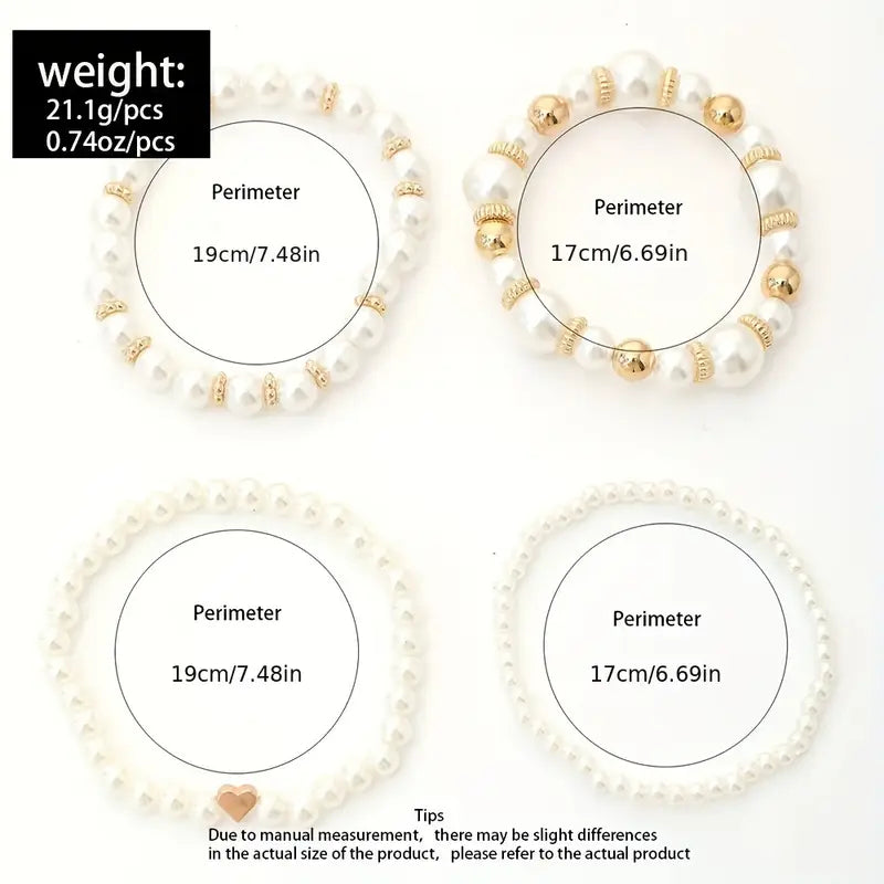 White Pearl Bracelet Set | Støtt brystkreft