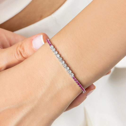 Pink & White Diamond Bracelet | Støtt brystkreft