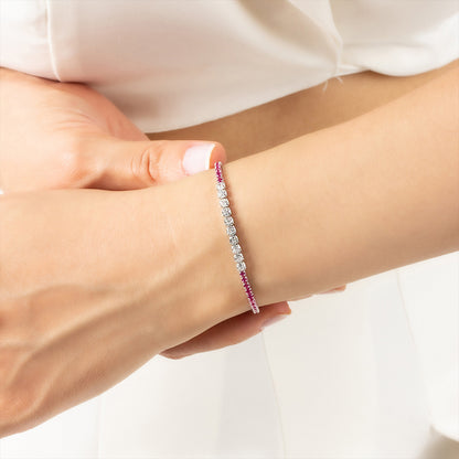 Pink & White Diamond Bracelet | Støtt brystkreft
