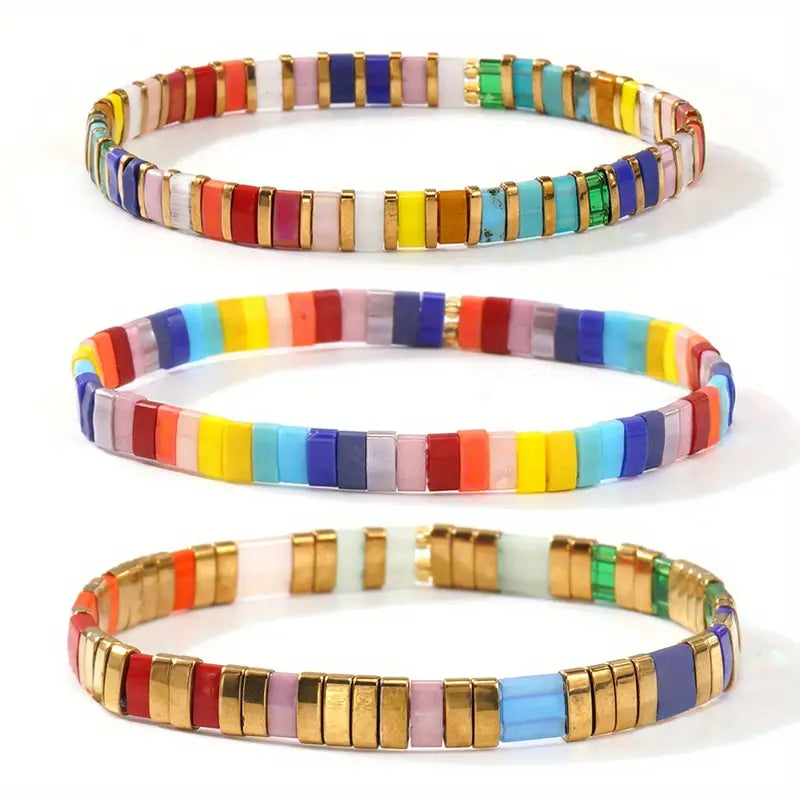 Multicolored Triple Bracelet | Støtt brystkreft