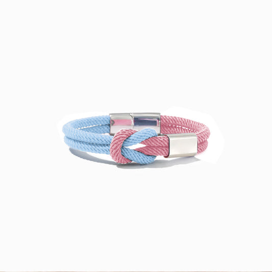 Blue & Pink Knot Bracelet | Støtt brystkreft