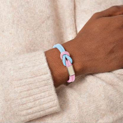 Blue & Pink Knot Bracelet | Støtt brystkreft