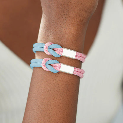 Blue & Pink Knot Bracelet | Støtt brystkreft