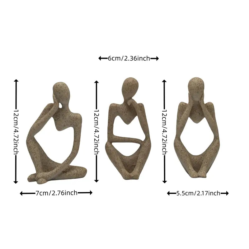 Sculptura™ – 3-delers abstrakt skulptursett «Thinker»