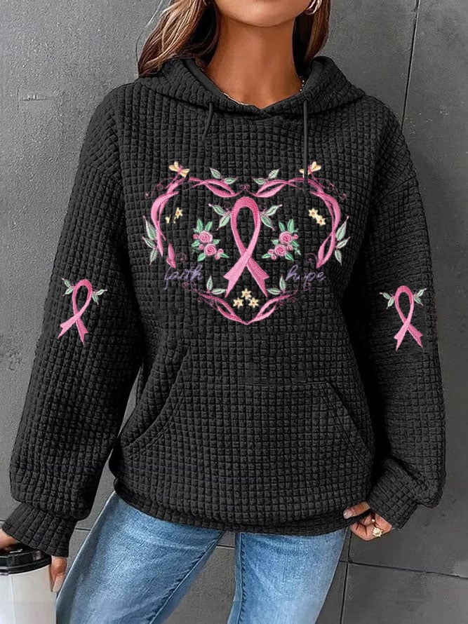 Pink Ribbon Heart Hoodie | Støtt brystkreft