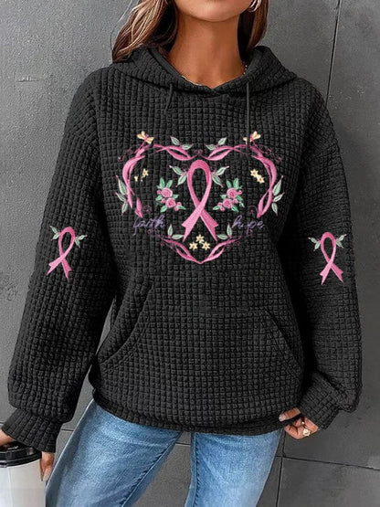 Pink Ribbon Heart Hoodie | Støtt brystkreft