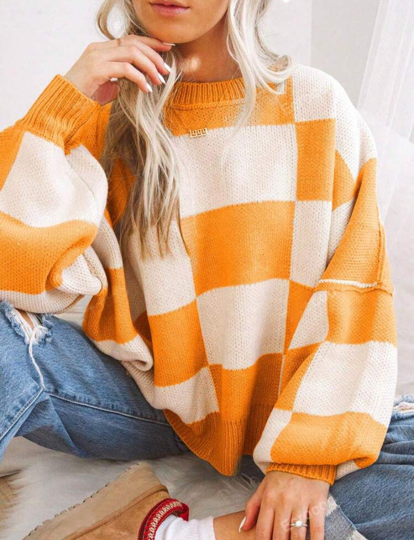 Cute Checkered Sweatshirt | Støtt brystkreft