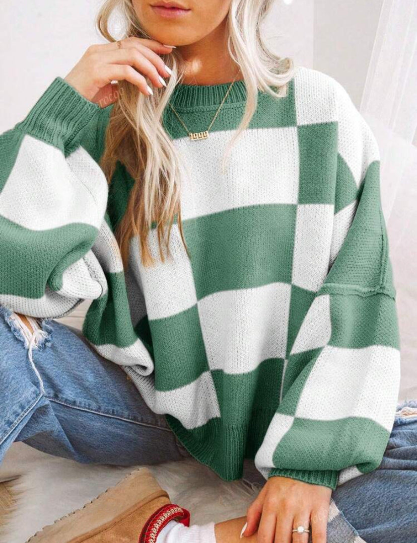 Cute Checkered Sweatshirt | Støtt brystkreft