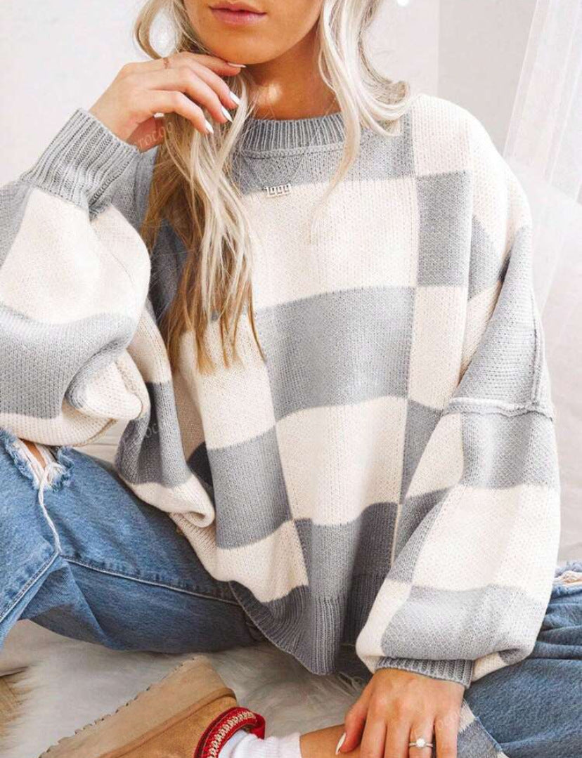 Cute Checkered Sweatshirt | Støtt brystkreft