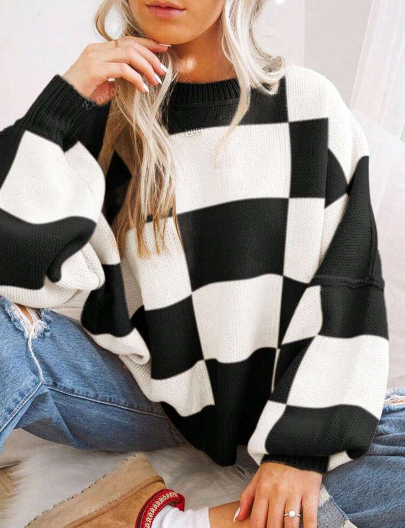 Cute Checkered Sweatshirt | Støtt brystkreft