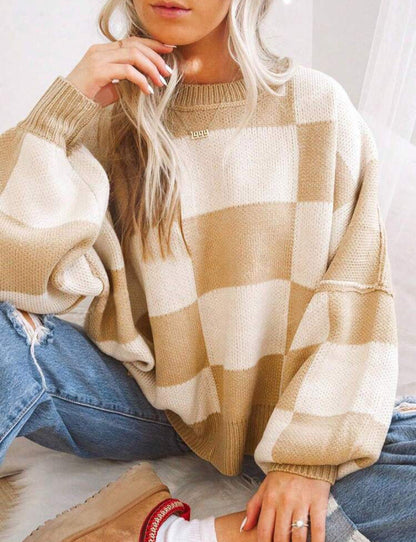 Cute Checkered Sweatshirt | Støtt brystkreft