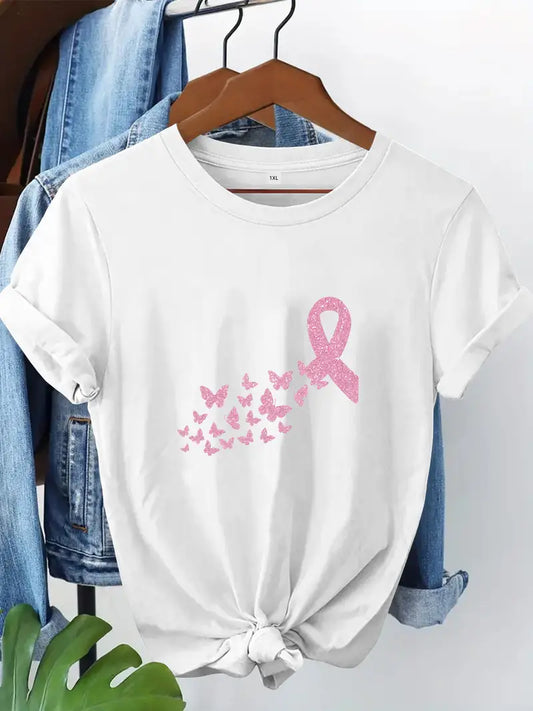Butterfly Ribbon Shirt | Støtt brystkreft