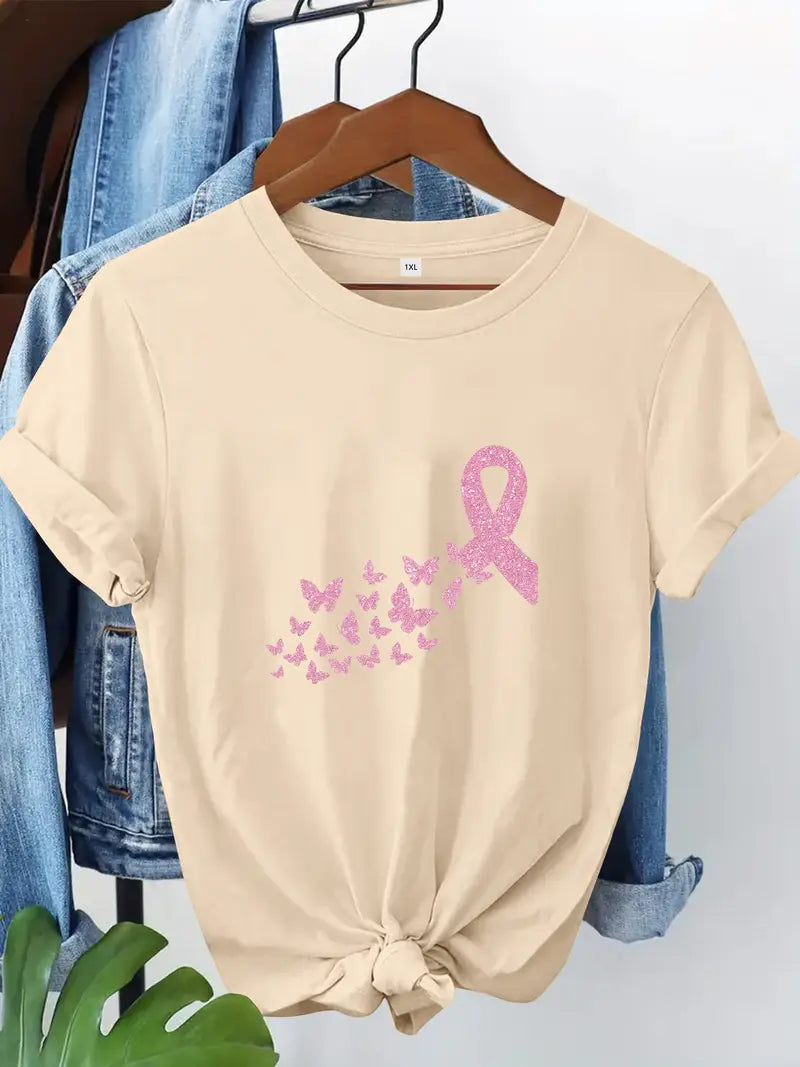Butterfly Ribbon Shirt | Støtt brystkreft