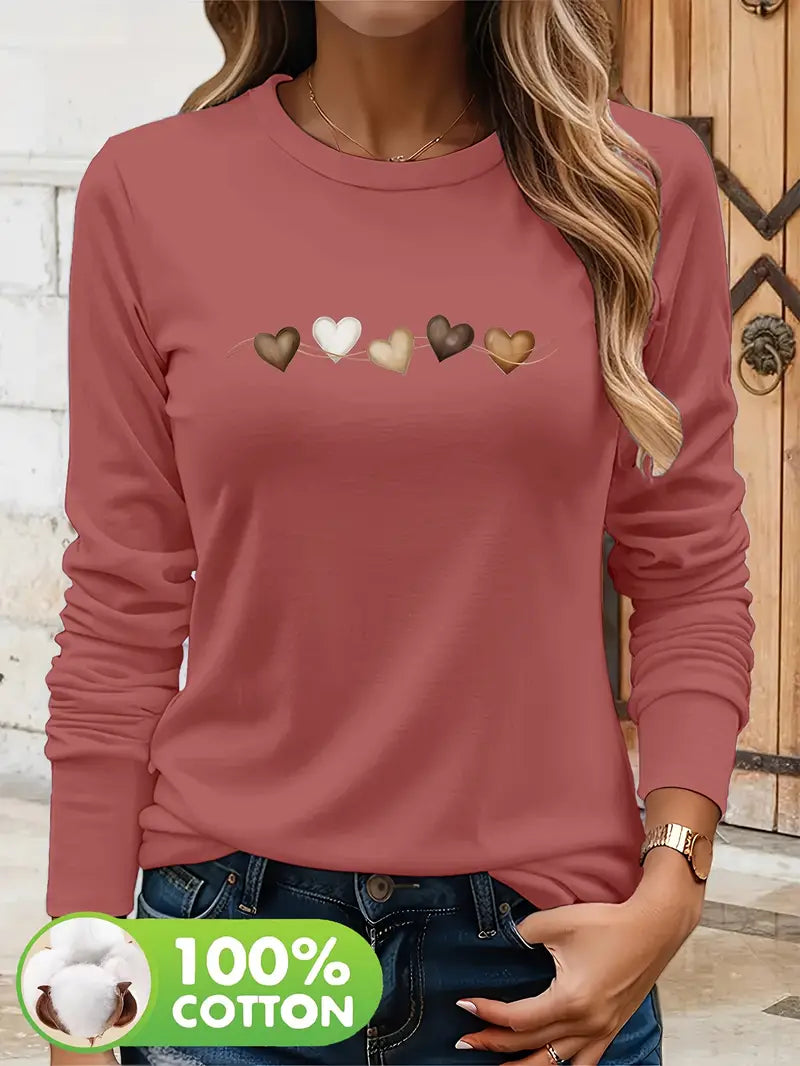 Printed Hearts Shirt | Støtt brystkreft