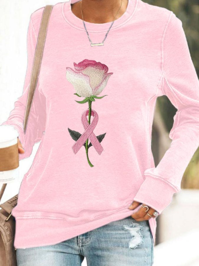Rose Print Sweatshirt | Støtt brystkreft