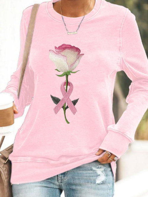 Rose Print Sweatshirt | Støtt brystkreft