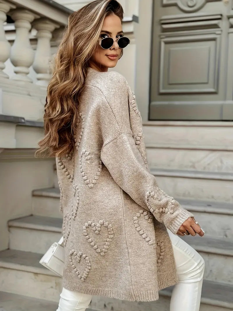 Heart Pattern Cardigan | Støtt brystkreft